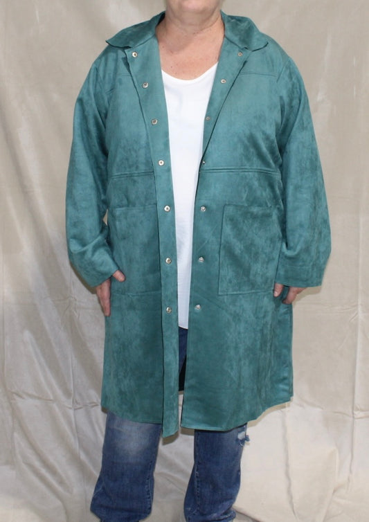 Deep Teal Faux Suede Jacket