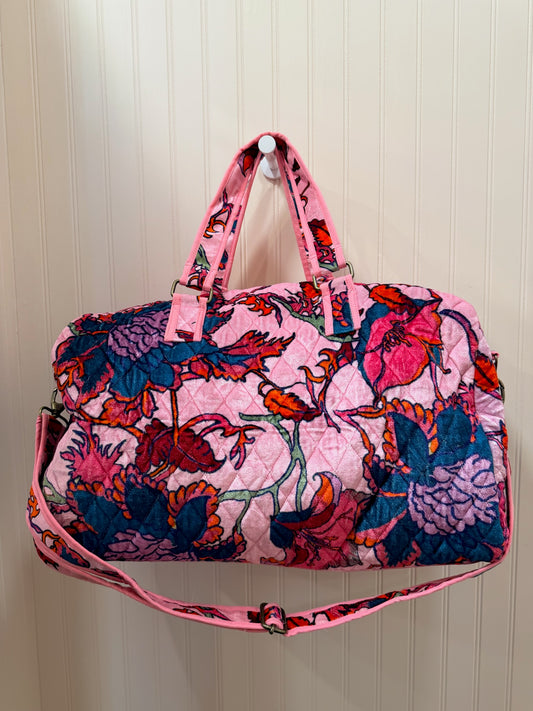 Light Pink Velvet Floral Duffle Bag