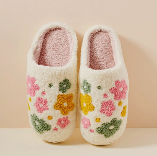 Retro Multi-Color Floral House Shoes