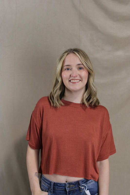 Cropped Butter Top - Brick