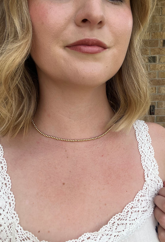 Gold 4mm Beaded Adjustable Necklace