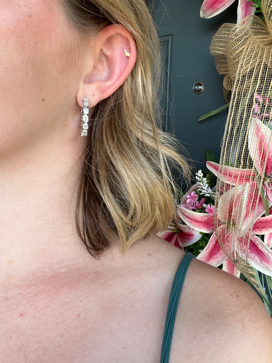 Small Silver Luster Gem Hoops