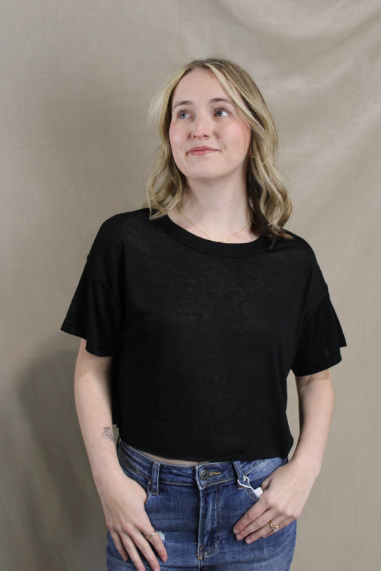 Cropped Butter Top - Black