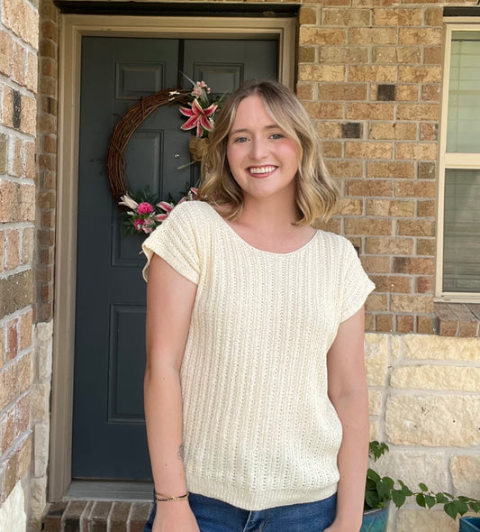 Ivory Jolie Oversized Short Sleeve Sweater