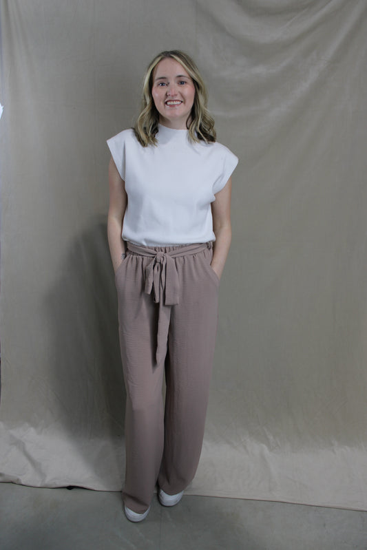 Toast Crepe Pants with Belt Bow