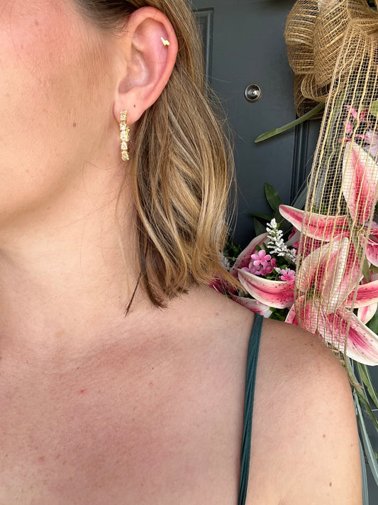 Small Gold Luster Gem Hoops