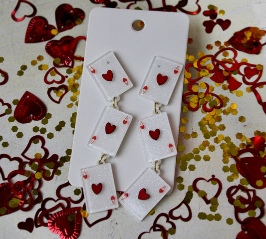 Ace of Hearts Cards Acrylic Earrings