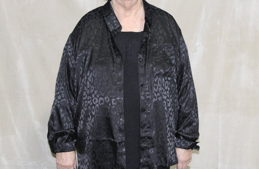 Metallic Black Leopard Top