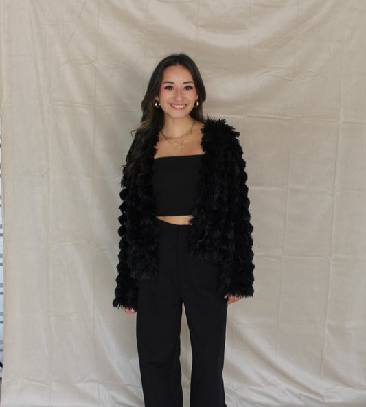 Black Cinch Crop Top