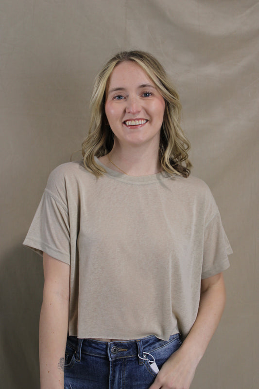 Cropped Butter Top - Taupe