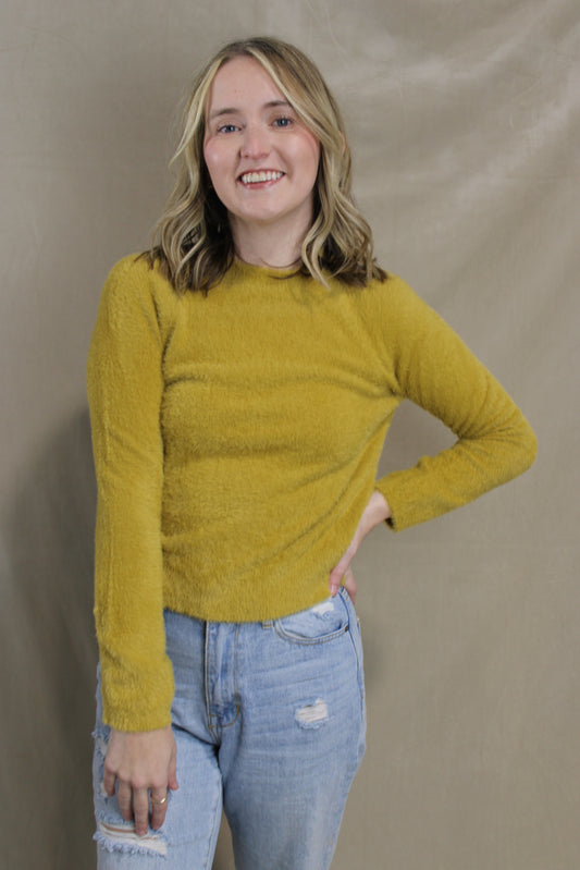 Fuzzy Fun Sweater - Gold