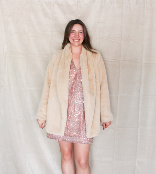 Almond Faux Fur Coat