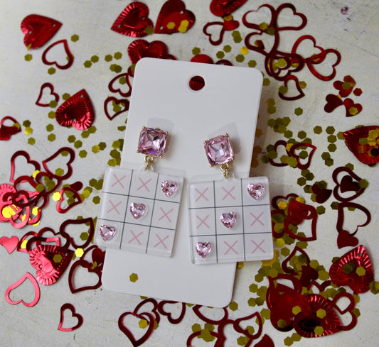 Love Tic-Tac-Toe Acrylic Earrings