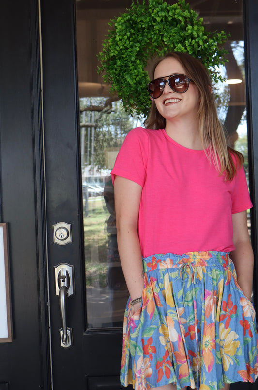 Blue Floral Beach Cowgirl Skort