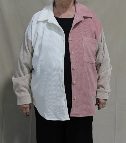 Pink Color Block Shacket