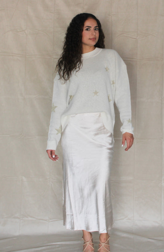 Pearl Silk Midi Skirt