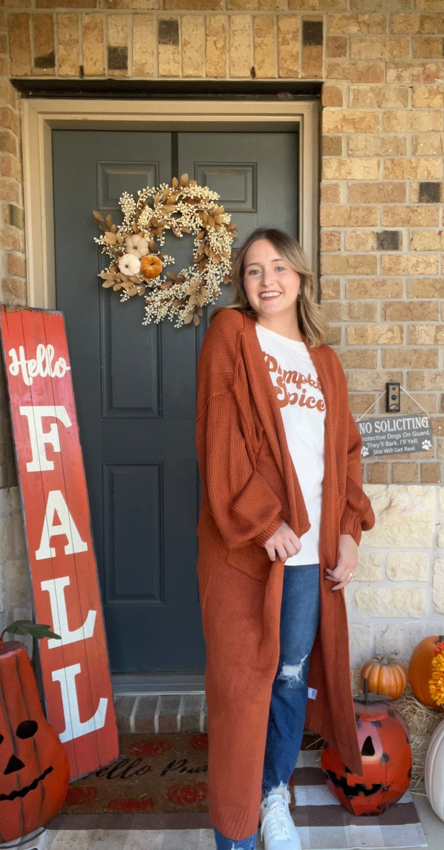 Rust Duster Cardigan with Pockets