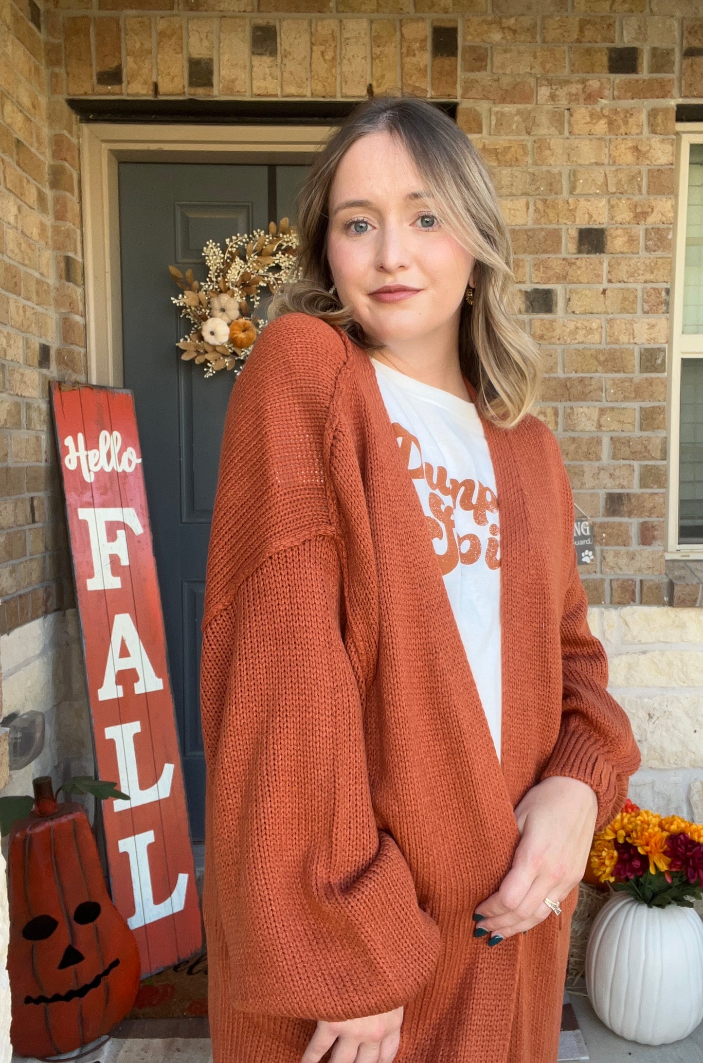 Rust Duster Cardigan with Pockets