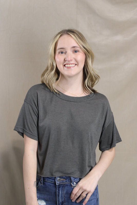 Cropped Butter Top - Charcoal