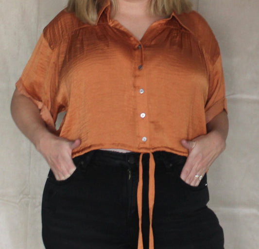 Ginger Crop Button Up Top