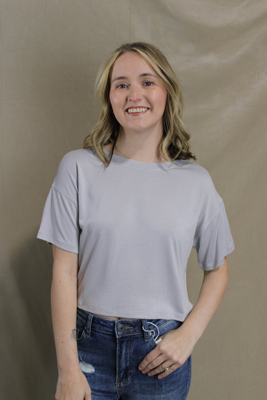 Cropped Butter Top - Blue Grey