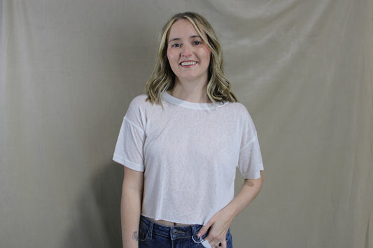 Cropped Butter Tee - White