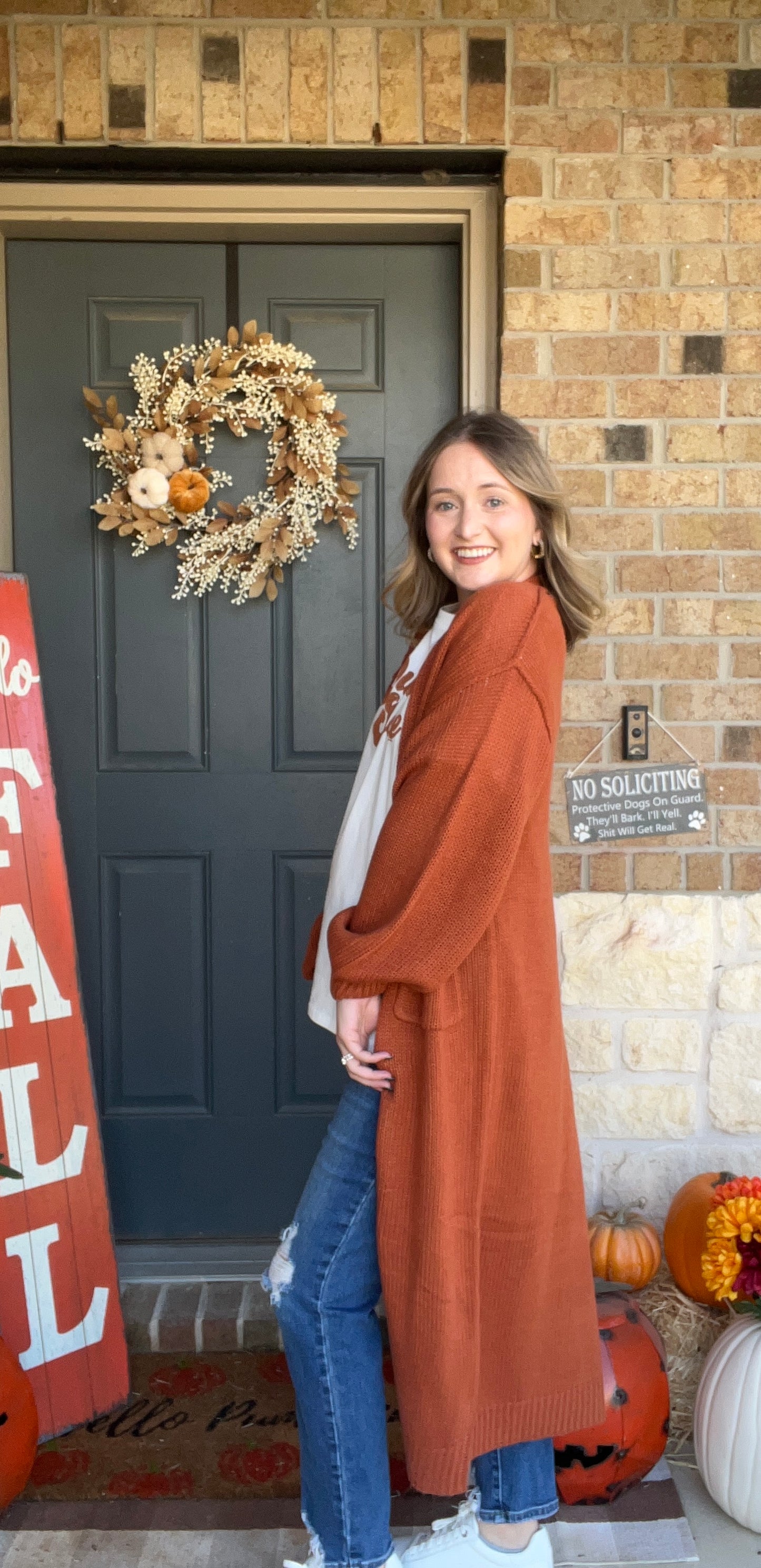 Rust Duster Cardigan with Pockets