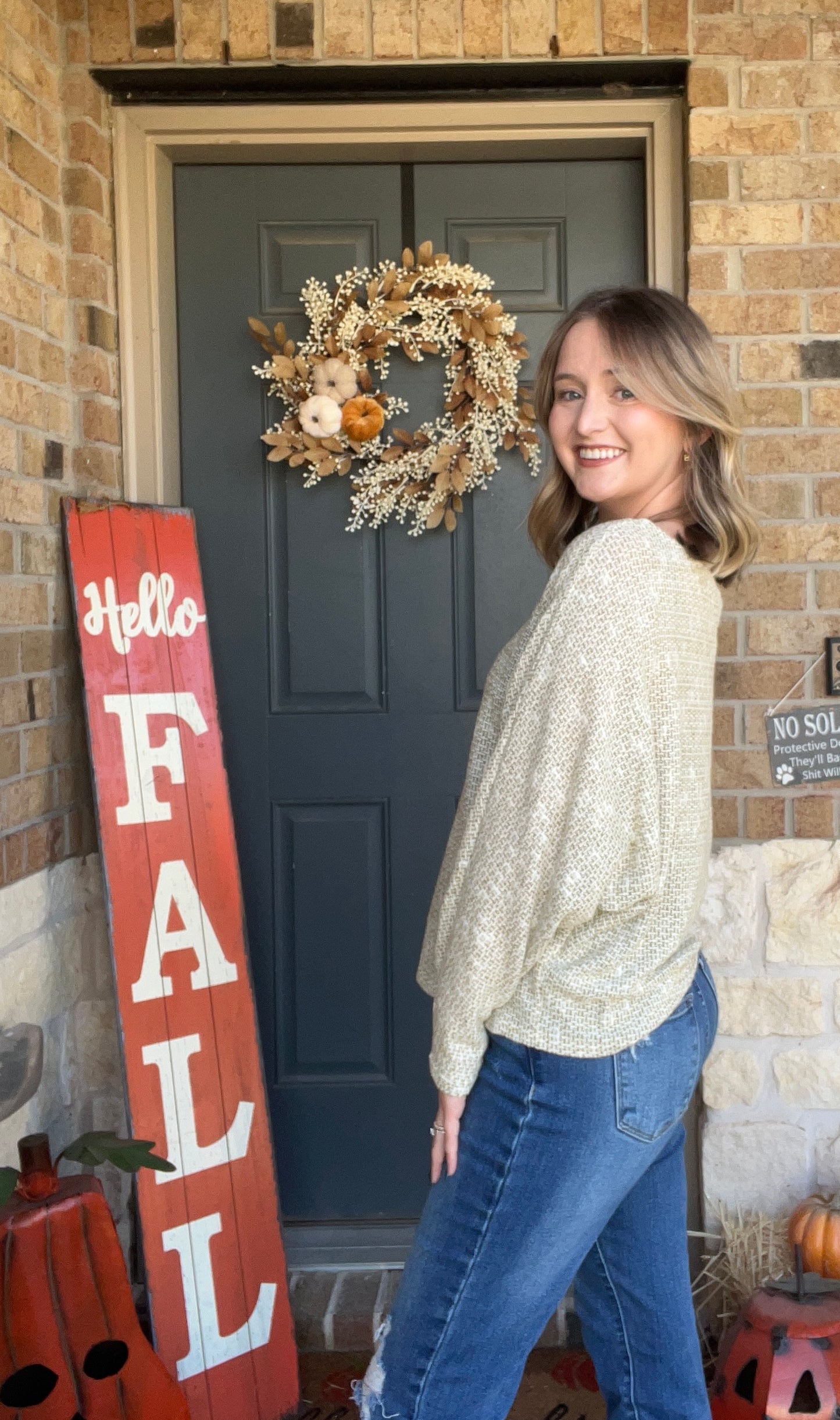 Olive Billie Over The Shoulder Dolman Sleeve Knit Top