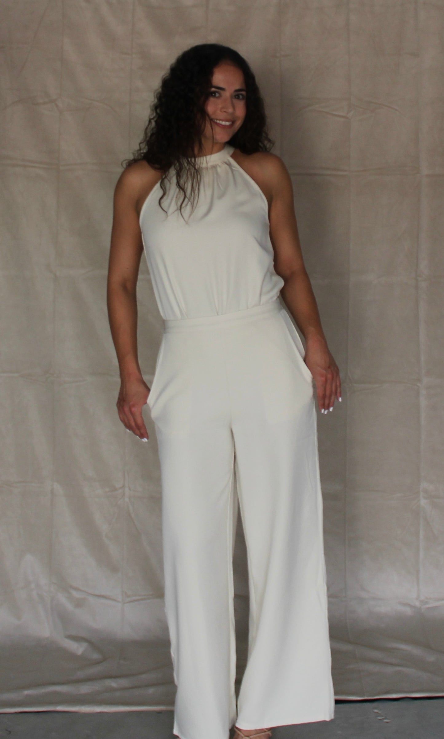 White Halter Bodysuit