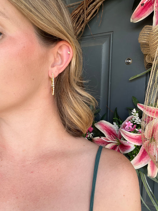 Medium Gold and Crystal Glow Hoops