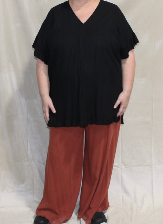 Plus Rust Linen Pants
