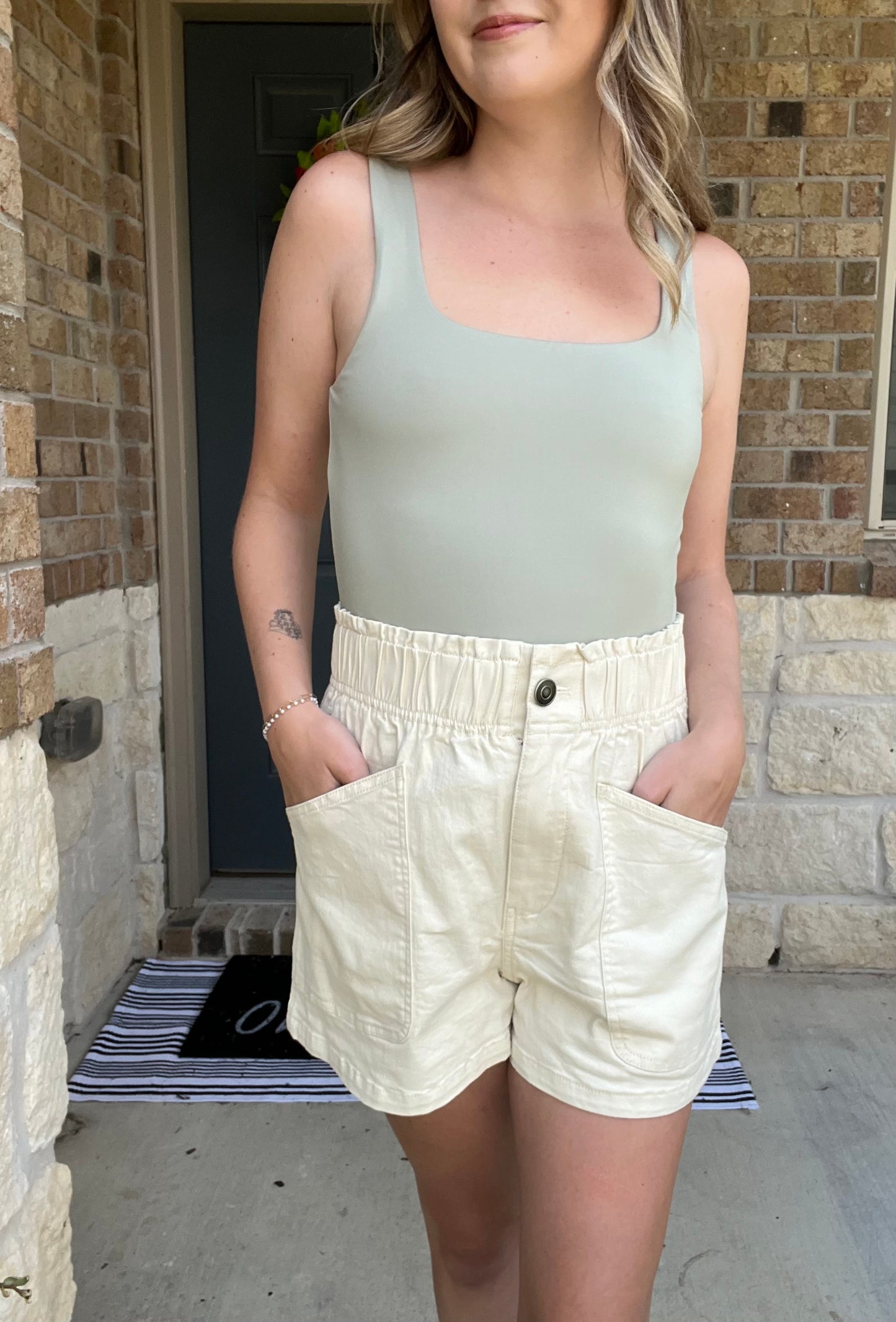 Spandex Square Neck Body Suit - Sage Green