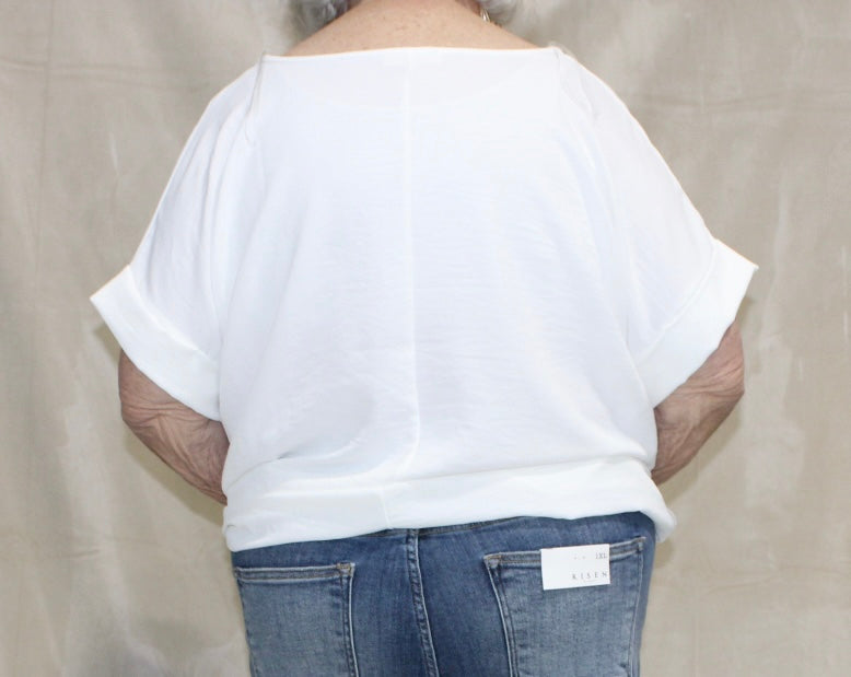 White Crepe Short Sleeved Blouse