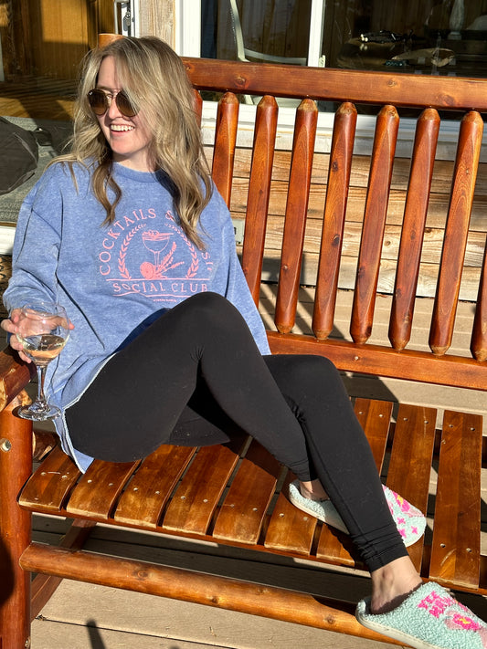 “Cocktails and Gossip” Acid Wash Pullover