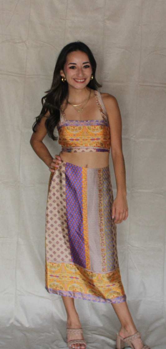 Gold Patterned Crop Top
