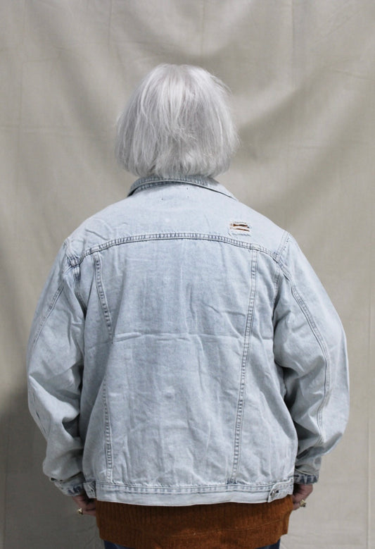 Plus Acid Wash Relaxed Denim Jacket