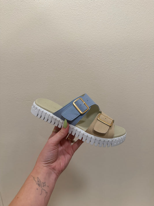 The Tulip Adjustable Sandals w/ Buckle - Cornflower Blue
