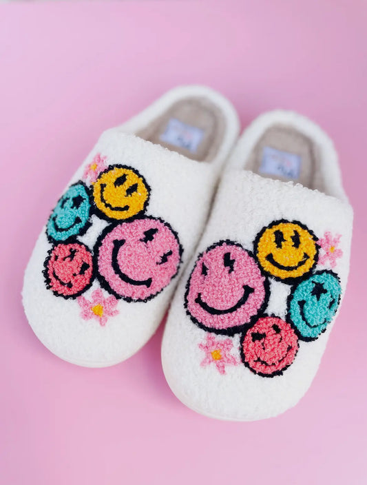 Smiley Face Retro Flower Power House Shoes