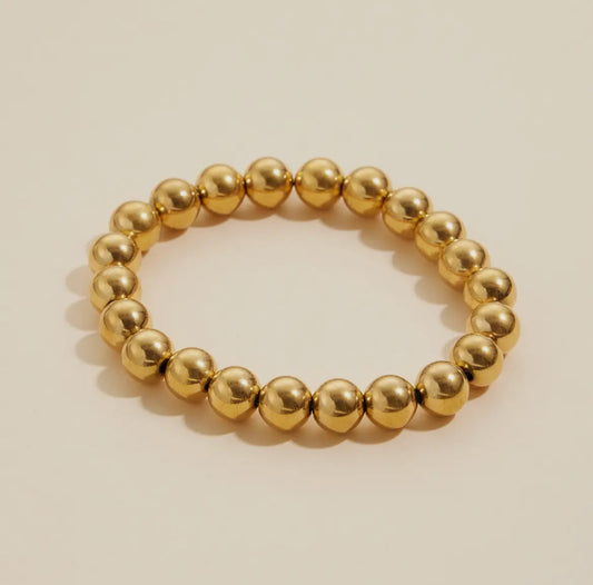 Gold Basic Beaded Heavy Weight Bracelet