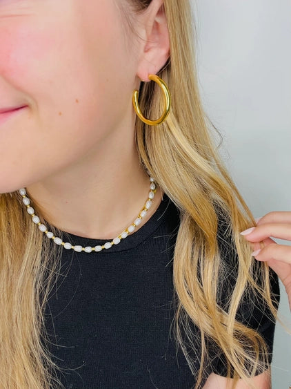 Gold Large Sized 18kt Plated Open Hoops