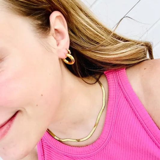 Gold Plated Single Flat Snake Chain Necklace