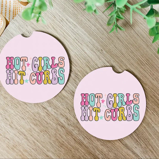 Hot Girls Hit Curbs Ceramic Car Coasters